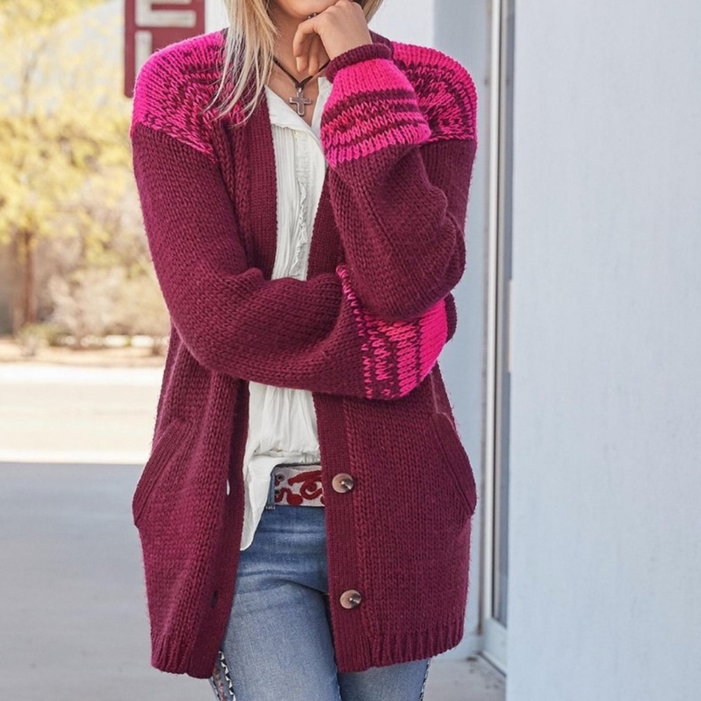 Sundance Oversized Best Friends Chunky Knit Cardigan Sweater